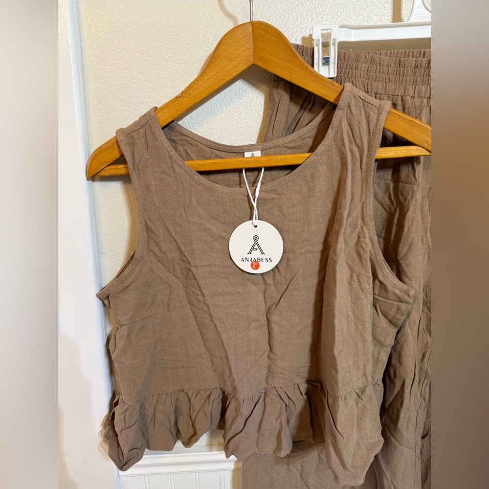NWT Anrabess Brown Sleeveless Top and Pants Set - Picture 4 of 10